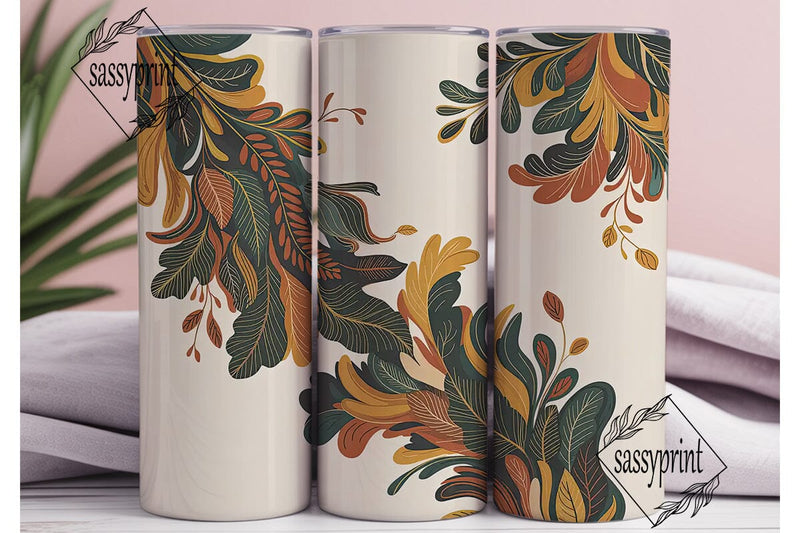 Autumn Floral Swirls 20oz Tumbler Wrap Sublimation sassyprint 