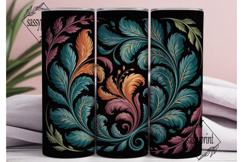 Autumn Floral Swirls 20oz Tumbler Wrap Sublimation sassyprint 
