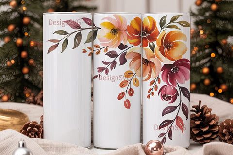 Autumn Floral Watercolor 20oz Tumbler Sublimation DesignSVG 