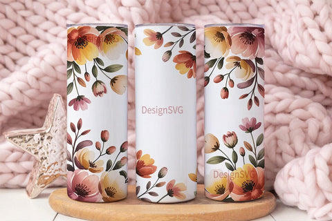 Autumn Floral Watercolor 20oz Tumbler Sublimation DesignSVG 