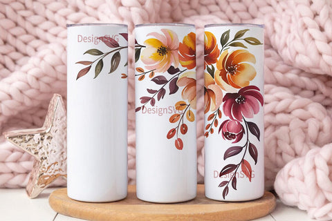 Autumn Floral Watercolor 20oz Tumbler Sublimation DesignSVG 