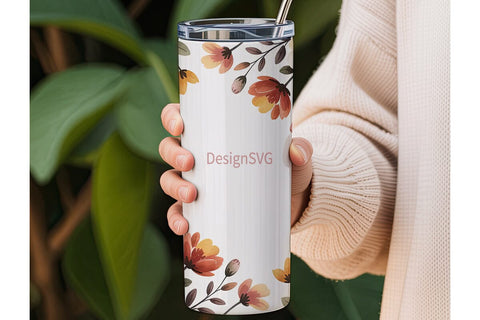 Autumn Floral Watercolor 20oz Tumbler Sublimation DesignSVG 