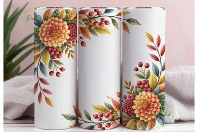 Autumn Floral Watercolor 20oz Tumbler Sublimation PixelChick 