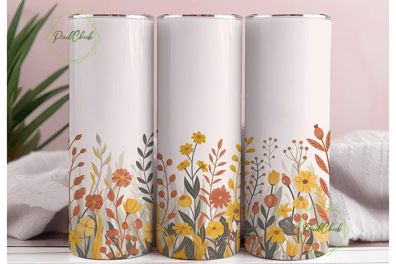 Autumn Floral Watercolor 20oz Tumbler Sublimation PixelChick 
