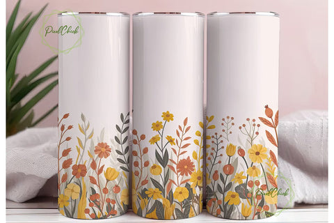 Autumn Floral Watercolor 20oz Tumbler Sublimation PixelChick 