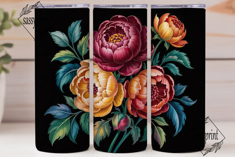 Autumn Flowers 20oz Tumbler Wrap Sublimation sassyprint 