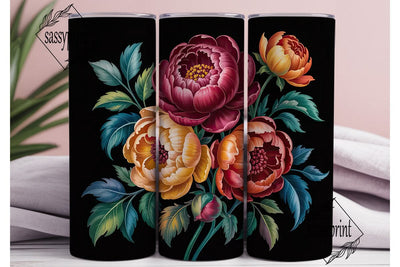 Autumn Flowers 20oz Tumbler Wrap Sublimation sassyprint 