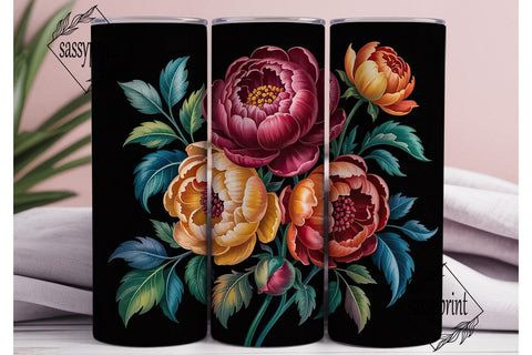Autumn Flowers 20oz Tumbler Wrap Sublimation sassyprint 