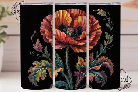 Autumn Flowers 20oz Tumbler Wrap Sublimation sassyprint 