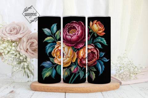 Autumn Flowers 20oz Tumbler Wrap Sublimation sassyprint 