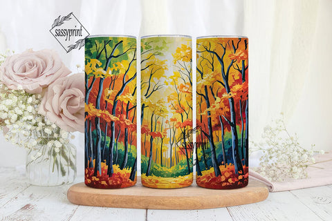 Autumn Forest Art 20oz Tumbler Wrap Sublimation sassyprint 