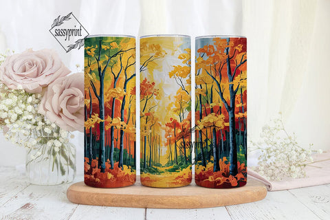 Autumn Forest Art 20oz Tumbler Wrap Sublimation sassyprint 
