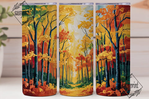 Autumn Forest Art 20oz Tumbler Wrap Sublimation sassyprint 