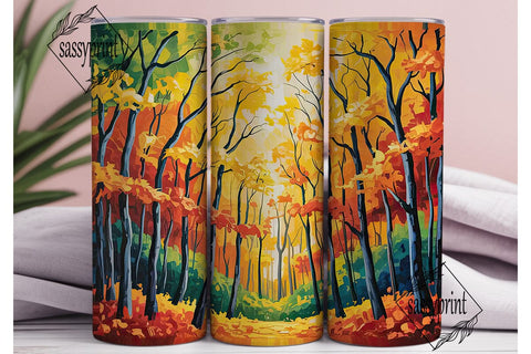 Autumn Forest Art 20oz Tumbler Wrap Sublimation sassyprint 