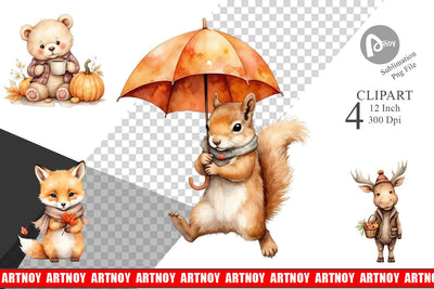 Autumn Forest Cuties Clipart Sublimation artnoy 