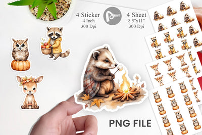 Autumn Forest Cuties Sticker Sublimation artnoy 