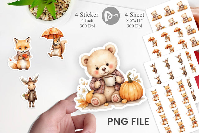 Autumn Forest Cuties Sticker Sublimation artnoy 