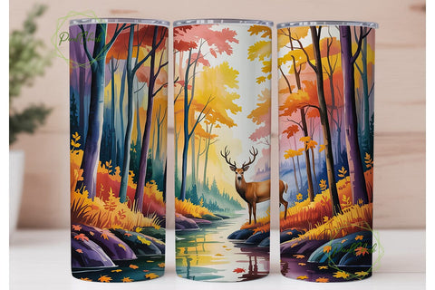 Autumn Forest Deer 20oz Tumbler Wrap Sublimation PixelChick 