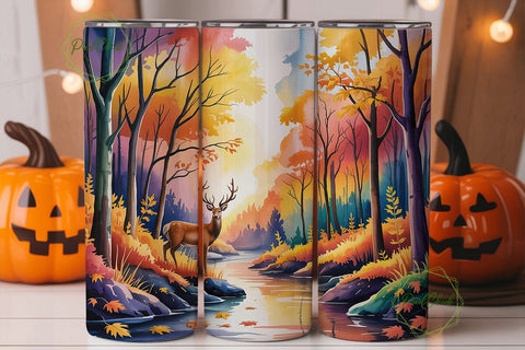 Autumn Forest Deer 20oz Tumbler Wrap Sublimation PixelChick 