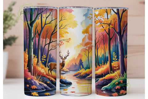Autumn Forest Deer 20oz Tumbler Wrap Sublimation PixelChick 