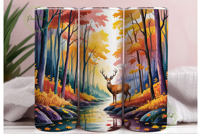 Autumn Forest Deer 20oz Tumbler Wrap Sublimation PixelChick 