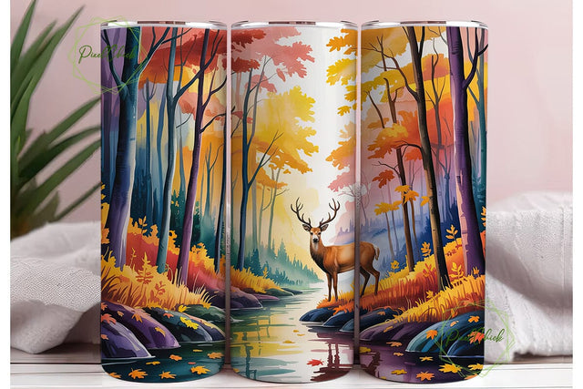 Autumn Forest Deer 20oz Tumbler Wrap Sublimation PixelChick 