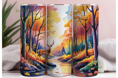 Autumn Forest Deer 20oz Tumbler Wrap Sublimation PixelChick 