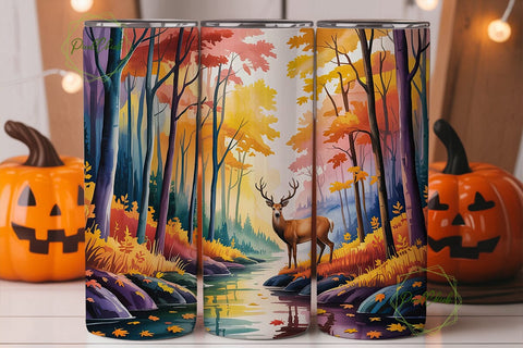 Autumn Forest Deer 20oz Tumbler Wrap Sublimation PixelChick 