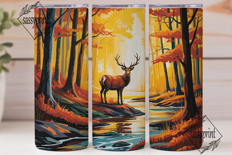 Autumn Forest Deer 20oz Tumbler Wrap Sublimation sassyprint 