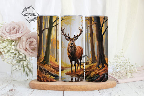 Autumn Forest Deer 20oz Tumbler Wrap Sublimation sassyprint 