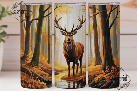 Autumn Forest Deer 20oz Tumbler Wrap Sublimation sassyprint 