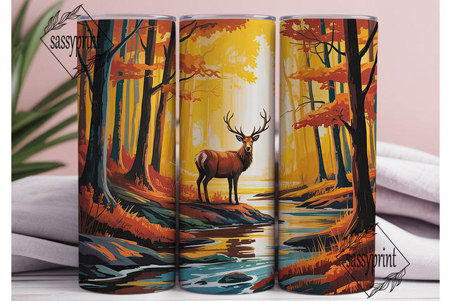 Autumn Forest Deer 20oz Tumbler Wrap Sublimation sassyprint 