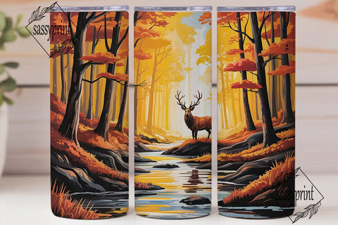 Autumn Forest Deer 20oz Tumbler Wrap Sublimation sassyprint 