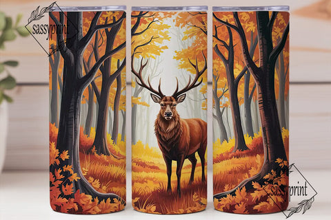 Autumn Forest Deer 20oz Tumbler Wrap Sublimation sassyprint 