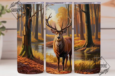Autumn Forest Deer 20oz Tumbler Wrap Sublimation sassyprint 