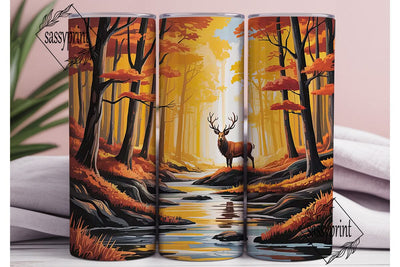 Autumn Forest Deer 20oz Tumbler Wrap Sublimation sassyprint 