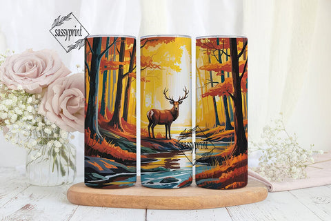 Autumn Forest Deer 20oz Tumbler Wrap Sublimation sassyprint 