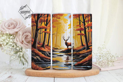 Autumn Forest Deer 20oz Tumbler Wrap Sublimation sassyprint 