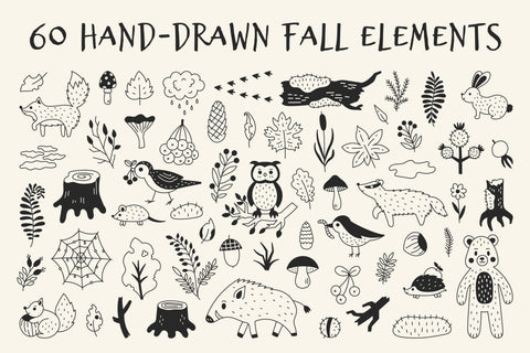 Autumn Forest Doodles Fall PNG Clipart Sublimation Rin Green 