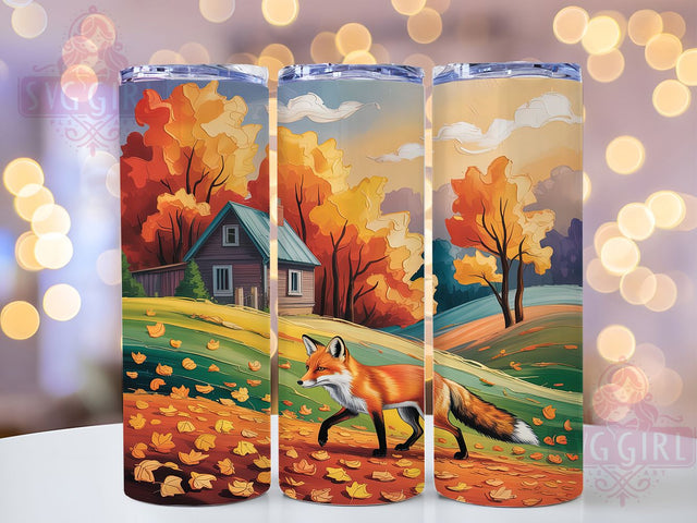 Autumn Forest Fox Tumbler, Forest Animal Wrap, 20oz Tumbler Sublimation, Fall Woodland Design, Rustic Nature Sublimation, Cozy Critter Tumbler, Seasonal Wildlife Wrap Sublimation SvggirlplusArt 