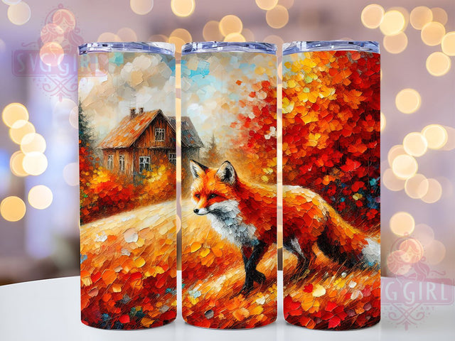 Autumn Forest Fox Tumbler, Forest Animal Wrap, 20oz Tumbler Sublimation, Fall Woodland Design, Rustic Nature Sublimation, Cozy Critter Tumbler, Seasonal Wildlife Wrap Sublimation SvggirlplusArt 
