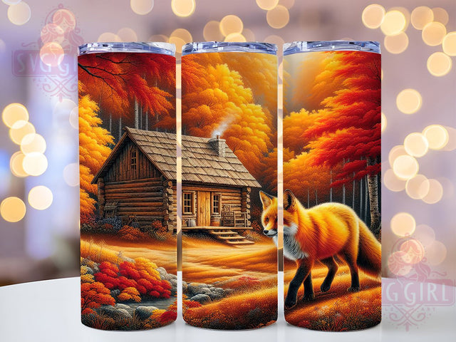Autumn Forest Fox Tumbler, Forest Animal Wrap, 20oz Tumbler Sublimation, Fall Woodland Design, Rustic Nature Sublimation, Cozy Critter Tumbler, Seasonal Wildlife Wrap Sublimation SvggirlplusArt 
