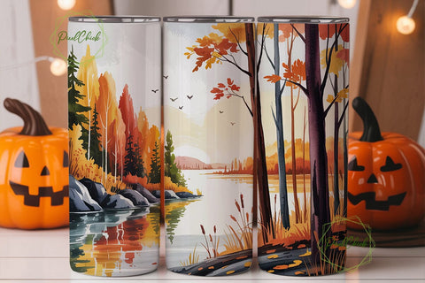 Autumn Forest Lake 20oz Tumbler Wrap Sublimation PixelChick 