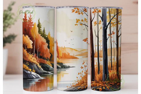 Autumn Forest Lake 20oz Tumbler Wrap Sublimation PixelChick 