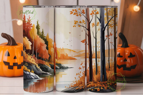 Autumn Forest Lake 20oz Tumbler Wrap Sublimation PixelChick 