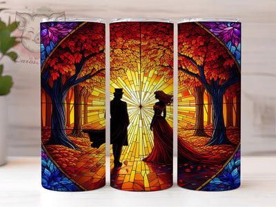 Autumn Forest Lovers Tumbler, Autumn Fall, Romantic Wrap, Sublimation Art, 20oz Tumbler, Nature Theme, Cozy Design Sublimation Lara' s Designs 