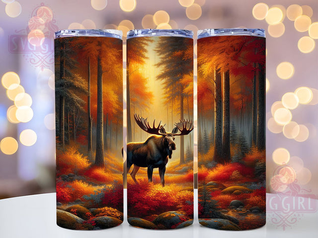 Autumn Forest Moose Tumbler, Majestic Woods Wrap, 20oz Tumbler Sublimation, Rustic Wildlife Design, Fall Forest Animal Sublimation, Woodland Nature Tumbler, Seasonal Elk Wrap Sublimation SvggirlplusArt 