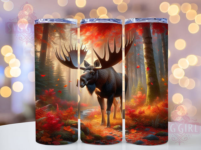 Autumn Forest Moose Tumbler, Majestic Woods Wrap, 20oz Tumbler Sublimation, Rustic Wildlife Design, Fall Forest Animal Sublimation, Woodland Nature Tumbler, Seasonal Elk Wrap Sublimation SvggirlplusArt 