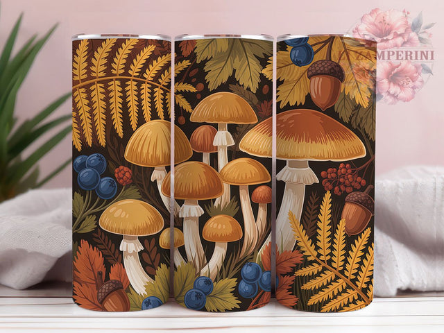 Autumn Forest Mushroom Tumbler Wrap, Mushroom Fall Wrap, 20Oz Sublimation Design, Woodland Autumn Cup, Rustic Fall Drinkware, Nature Mushroom Tumbler, Cozy Forest Wrap Sublimation Li Zamperini 