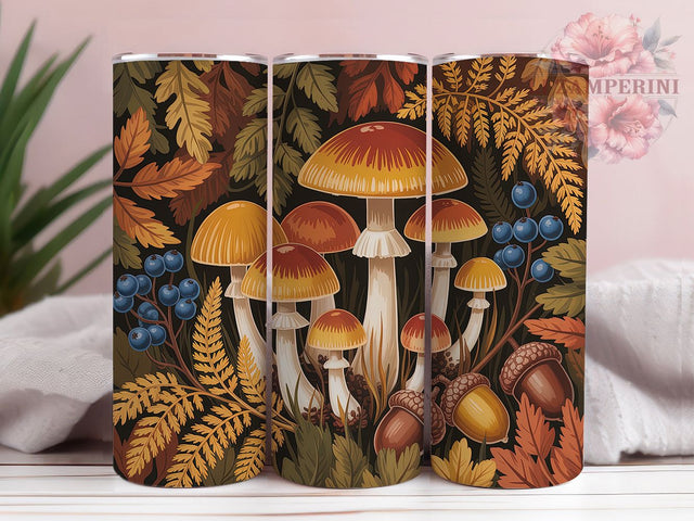 Autumn Forest Mushroom Tumbler Wrap, Mushroom Fall Wrap, 20Oz Sublimation Design, Woodland Autumn Cup, Rustic Fall Drinkware, Nature Mushroom Tumbler, Cozy Forest Wrap Sublimation Li Zamperini 